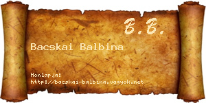 Bacskai Balbina névjegykártya